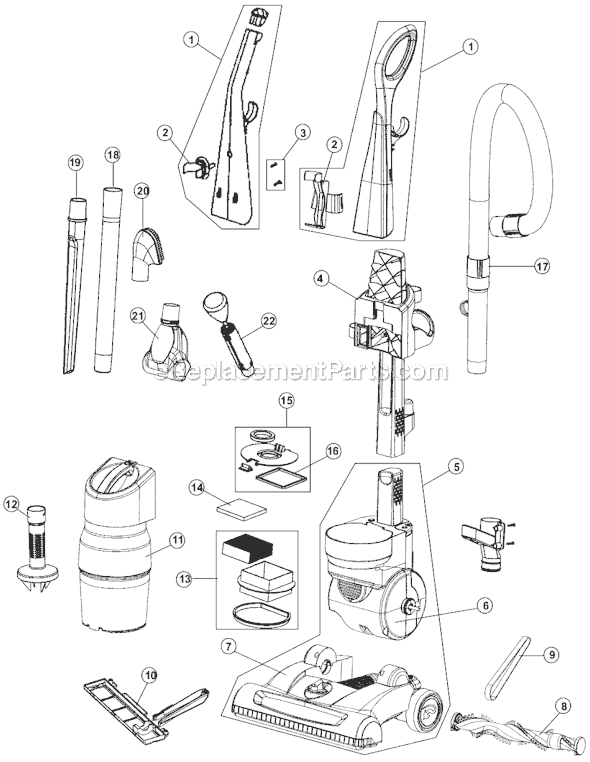 Page A Diagram and Parts List for UD70080  Dirt Devil Upright Vacuum